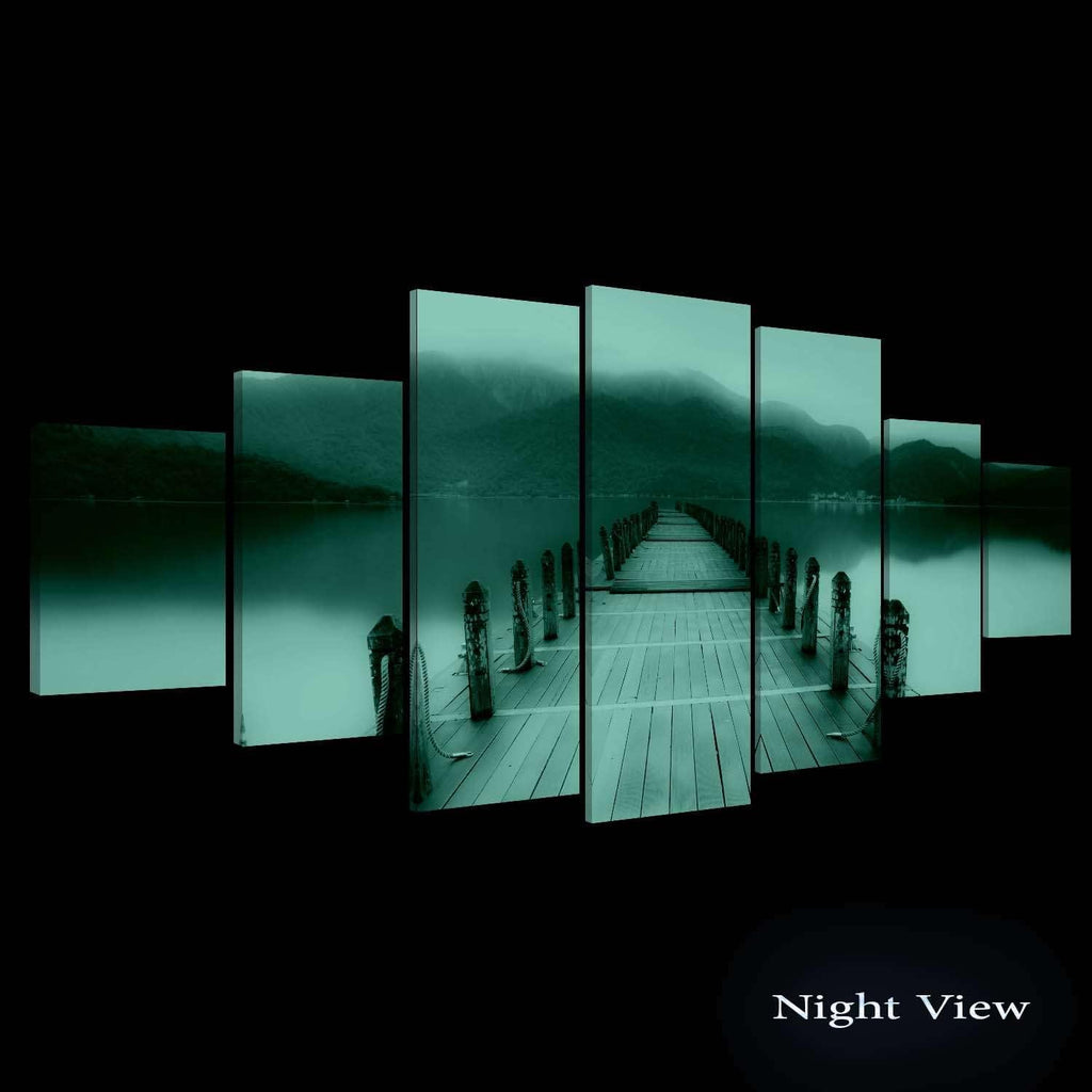 Startonight Huge Canvas Wall Art Beach Bridge - Large Framed Set of 7 40' x 95'