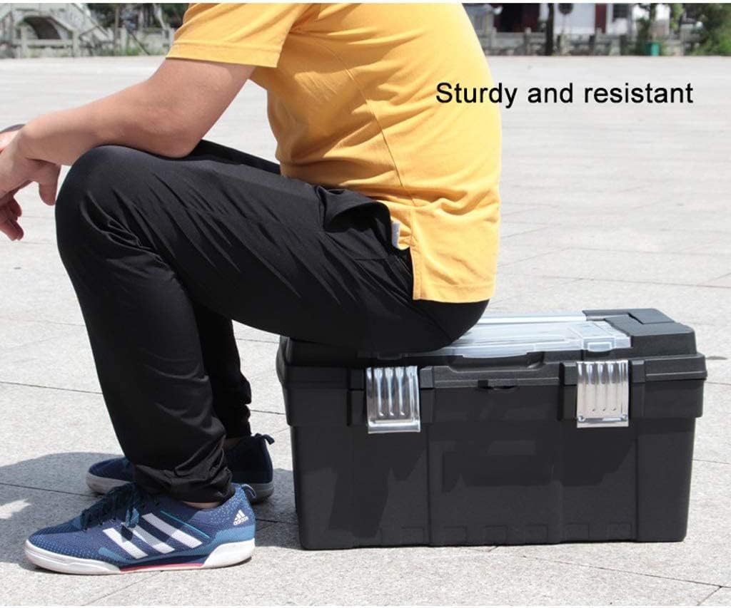 LIOONS Tool Box 2 Layer Plastic Alloy Long Handle Tool Boxes Portable Tool Kit Removable Tray Lightweight Storage Case Tool Kit