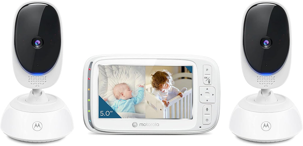 Motorola Nursery Video Baby Monitor with 2 Cameras, 5' Screen, 2-Way Audio, Night Vision, Temperature Sensor, No WiFi,1000ft Range, Lullabies, VM75-2
