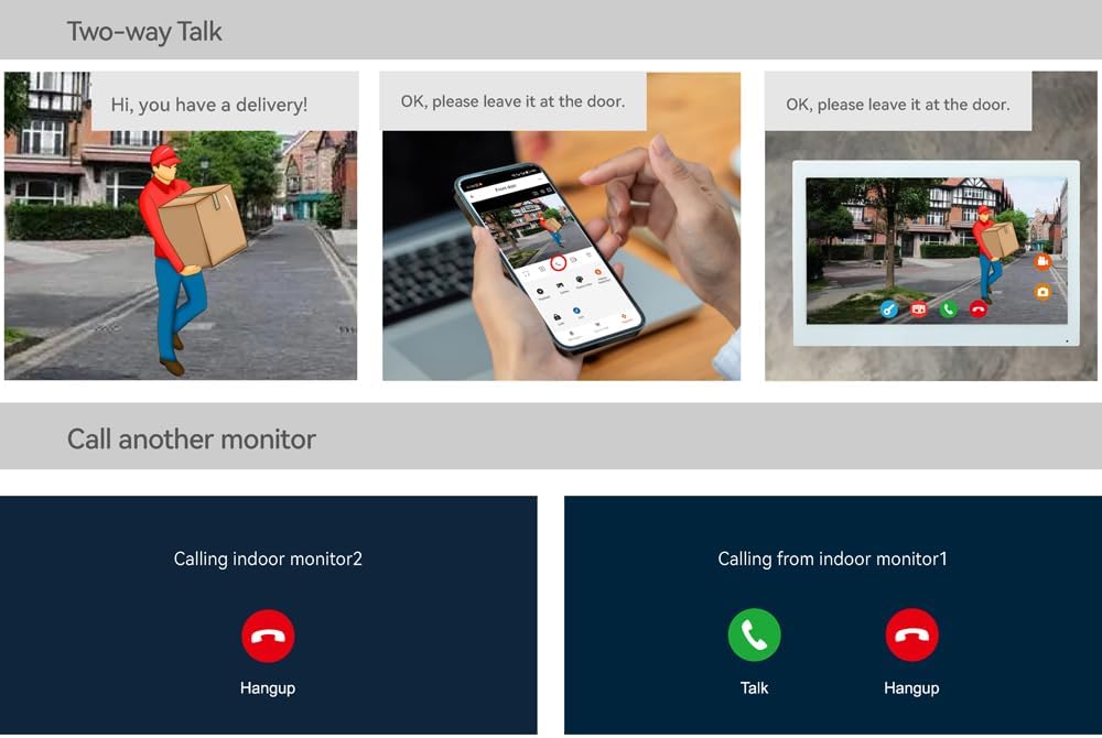 2pin-Wired 2MP HD Indoor 10' WiFi Monitor Smart Home Video Doorbell Intercom System, Remote APP Phone Unlock Video Record Motion Detect 2-Way Talk IR Camera Door Bell 1x doorbell + 1x 10in Monitor