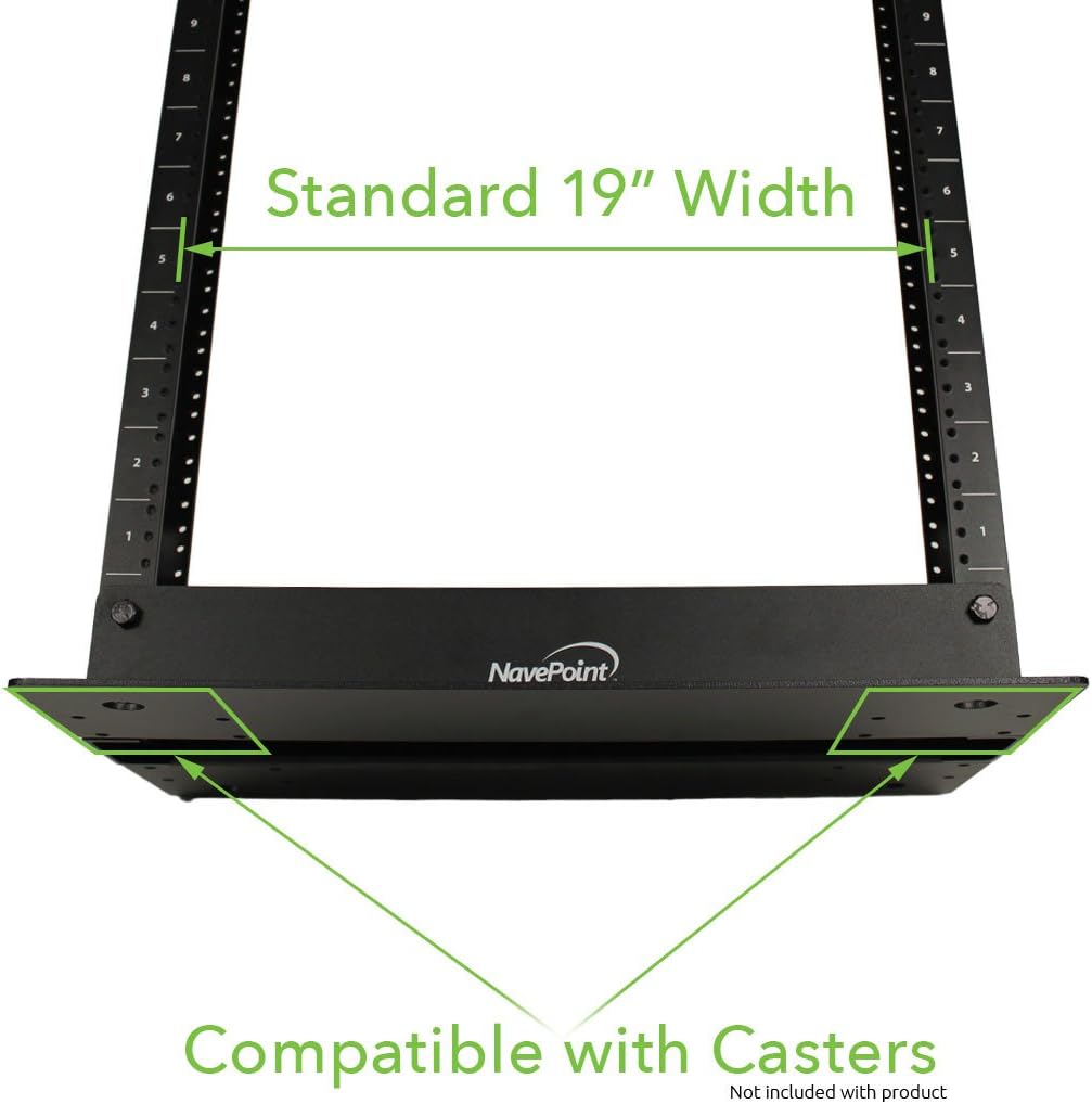 NavePoint 13U 2 Post Open Frame Server Rack for 19 Inch Equipment, AV, Networking, Data & IT Devices, 2-Post Rack 13U 661lbs Weight Capacity, Black