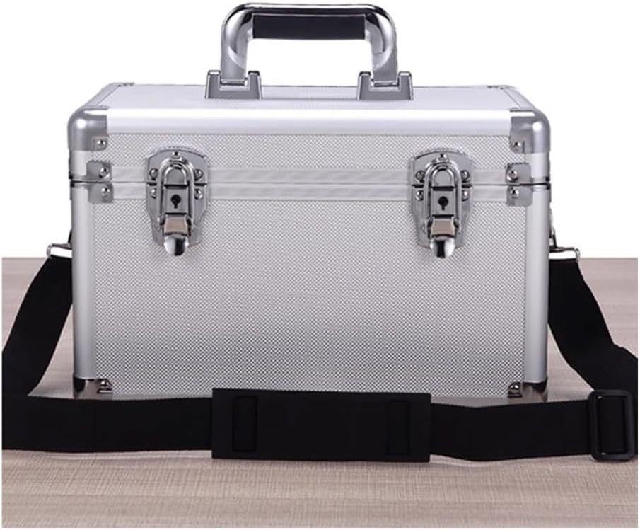 Tool Box Large-Capacity Multi-Functional Tool Box Household Hardware Tool Box Aluminum Alloy Portable Beauty Box Car Instrument Box Outdoor Maintenance Box Tool Storage(Silver)