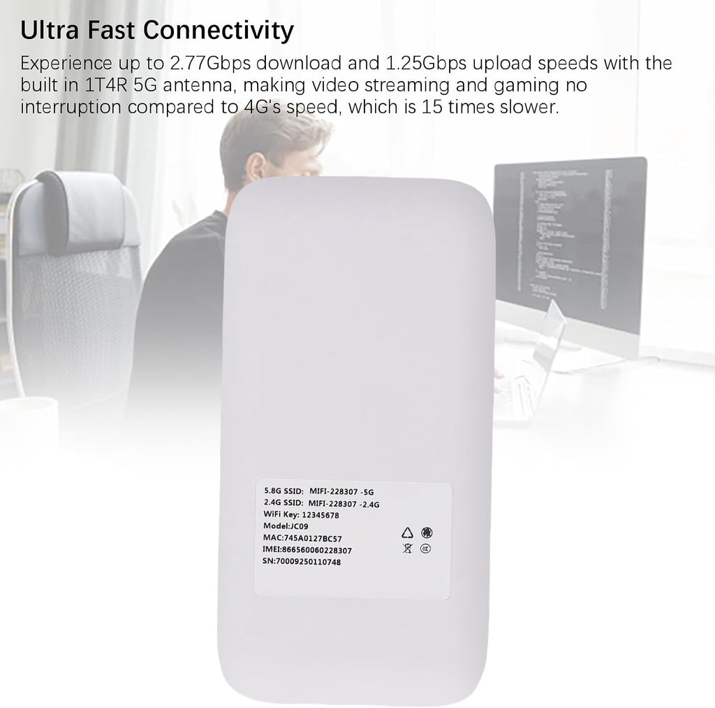 5G Mobile Hotspot, WiFi 6 16 Users Portable Wireless Router with SIM Card Slot and 7100mAh Battery, for Travel Business Outdoor Use (White)