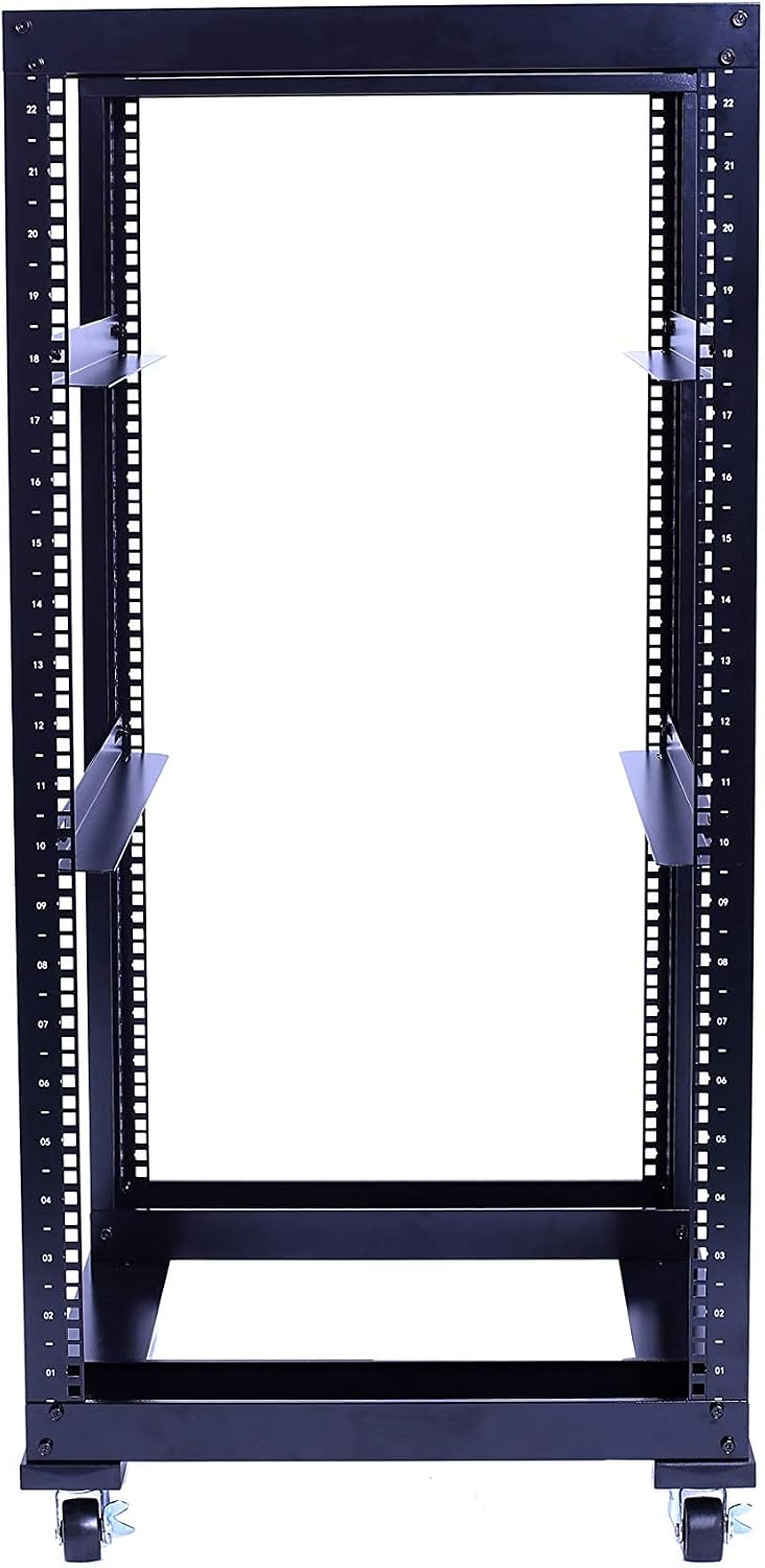 22U 4 Post Open Frame 19inch Server/Audio Steel Rack 24inch Deep Aluminum UL Certified