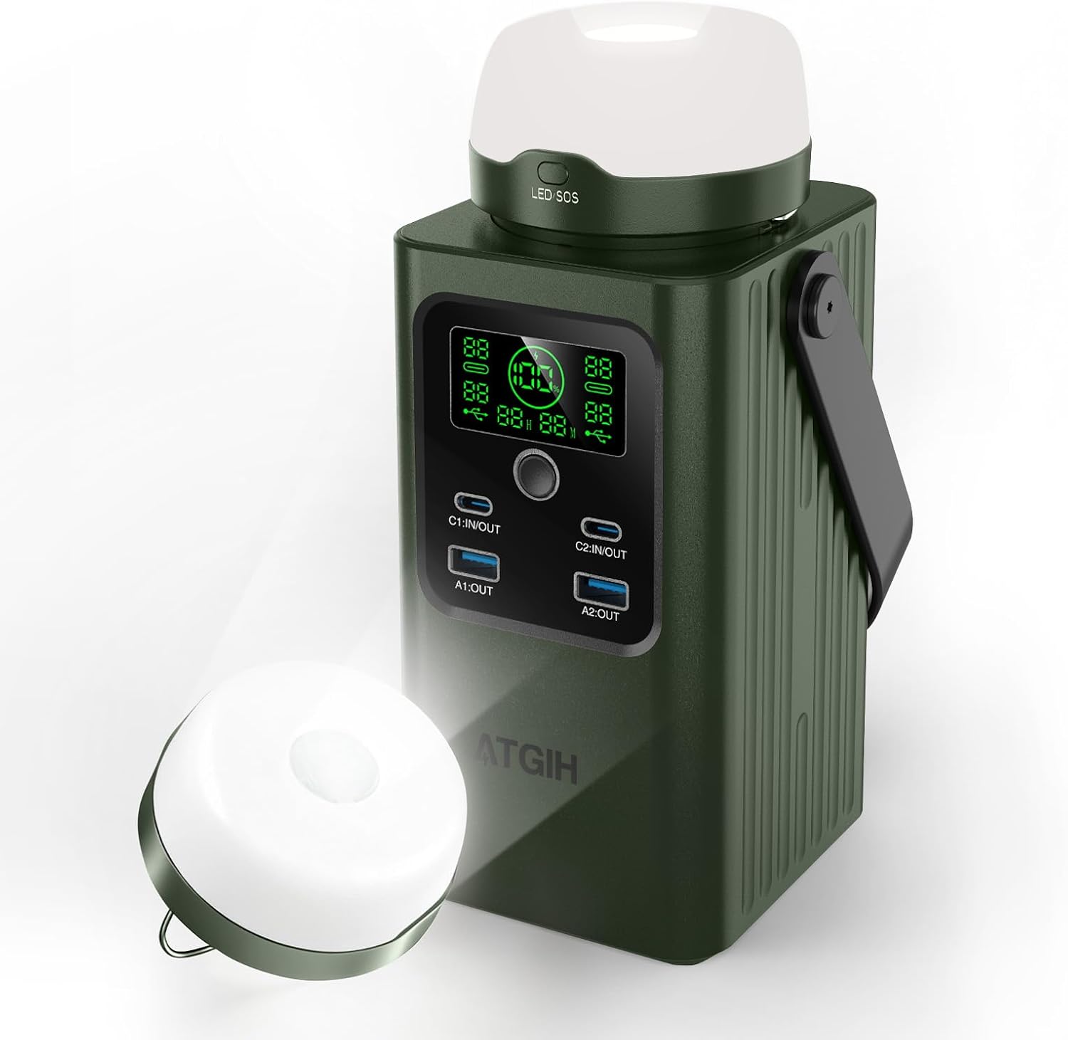 Camping Portable Power Station 198.4 Wh (62000mAh), [Top Safety] 100W Fast Charging Power Bank with LiFePO4 Battery, Small Generator with Detachable Light for Travel Home Backup Outdoor Emergency
