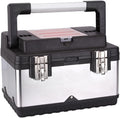 Portable Tool Box Tool Box, Stainless Steel and Plastic Construction - Removable Tray, Tool Box Organizer with Aluminum Handle Double Lock Small Parts Box (Size : 37.5 * 26.5 * 25cm)