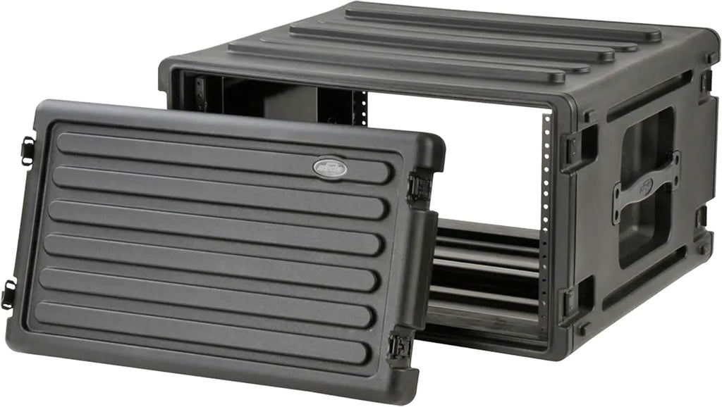 SKB 6U Roto Rack Case - Durable Polyethylene Gear Protector, Stackable, Waterproof with Twist Latches & Rubber Feet for Musicians, DJs, and A/V Equipment - Secure Transport & Storage Solution