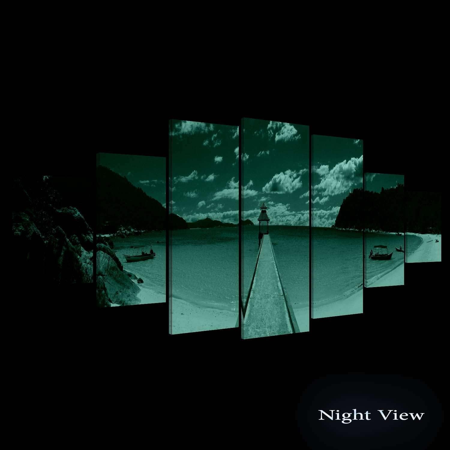 Startonight Huge Canvas Wall Art Summer Bridge Beach II - Large Framed Set of 7 40' x 95'