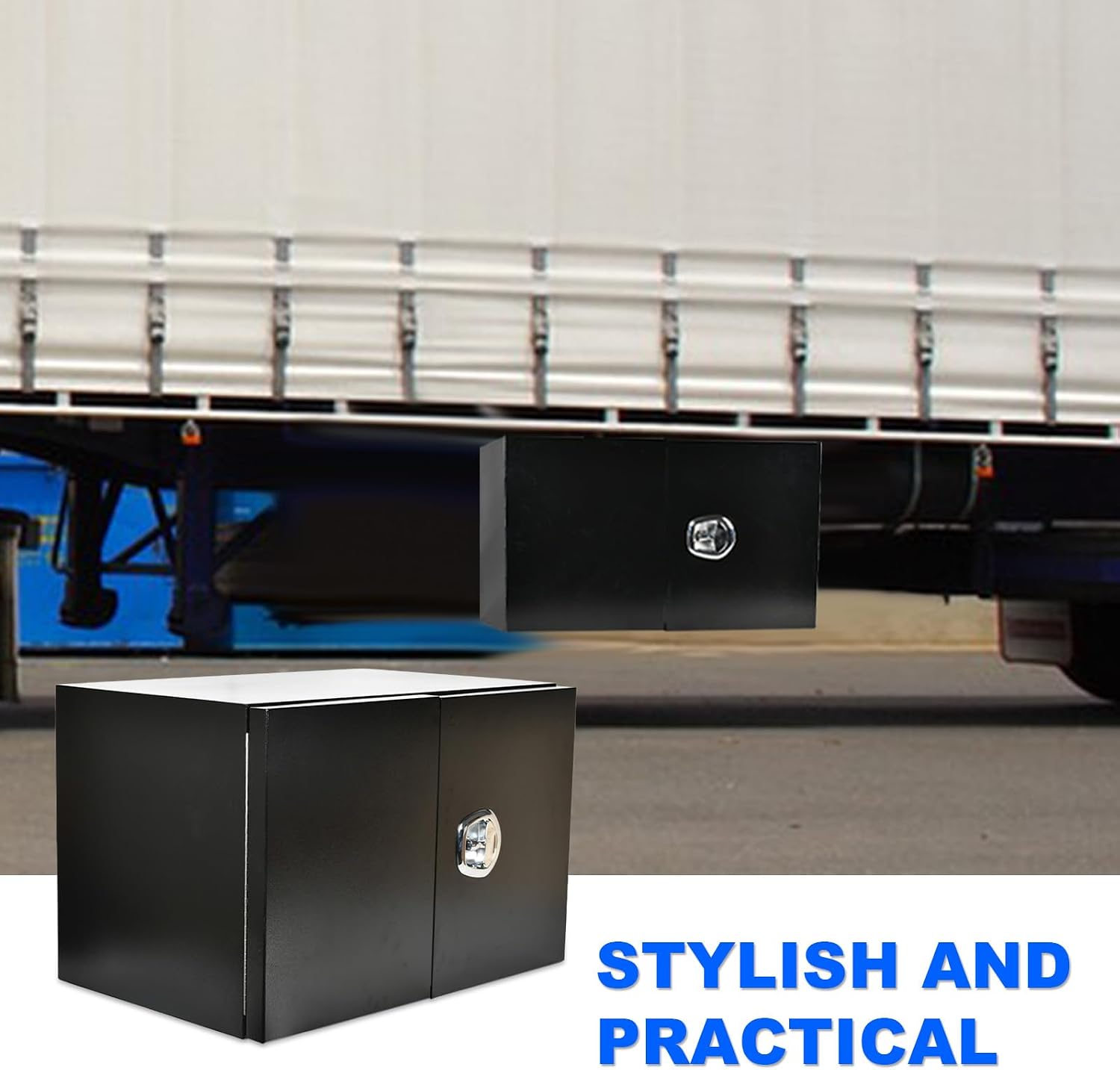 SSN 36'' Inch Black Steel Underbody Truck Box with T-Handle Latch and Barn Door,24 X 24 X 36 Inch Truck Bed Tool Box,Waterproof and Durable Toolbox,for Storage and Organization