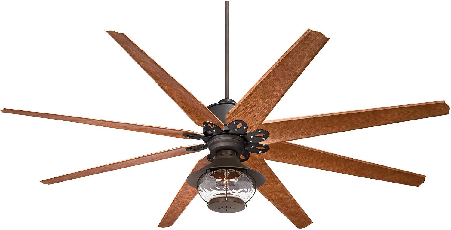Casa Vieja 72' Predator Rustic Farmhouse Indoor Outdoor Ceiling Fan with LED Light English Bronze Cherry Hammered Glass Damp Rated for Patio Exterior House Home Porch Gazebo Garage Barn