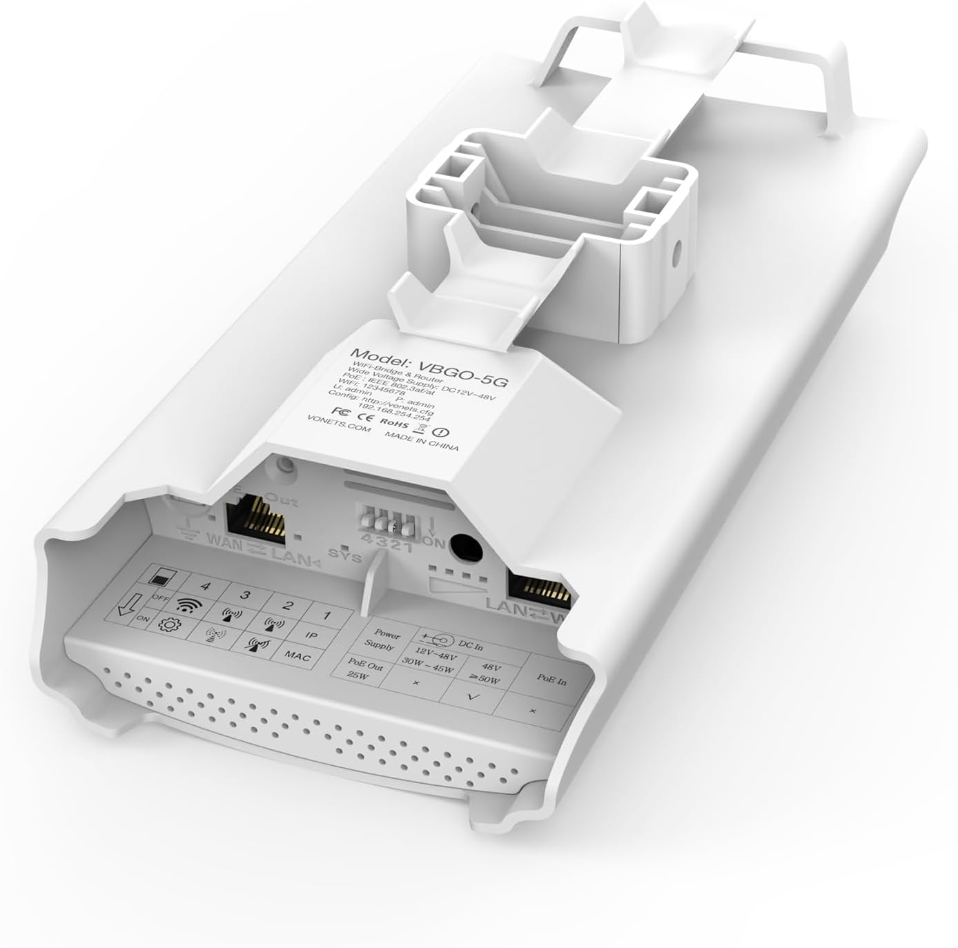 Vonets 1800Mbps Point-to-Point Wireless Bridge, 2KM Range, 5.8G WiFi Extender, Dual Gigabit Ports, PoE or DC Powered, IP65 Weatherproof, Outdoor, Building (2)
