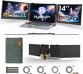 Hyangin Triple Laptop Screen Extender 14-inch, 2026 Upgraded Ultra-Slim 1080P FHD Displays for Laptop, Ultra-Light Triple Monitor for 13.3-17.3' Laptops, Compatible with Windows/Mac/Chrome OS/Phones