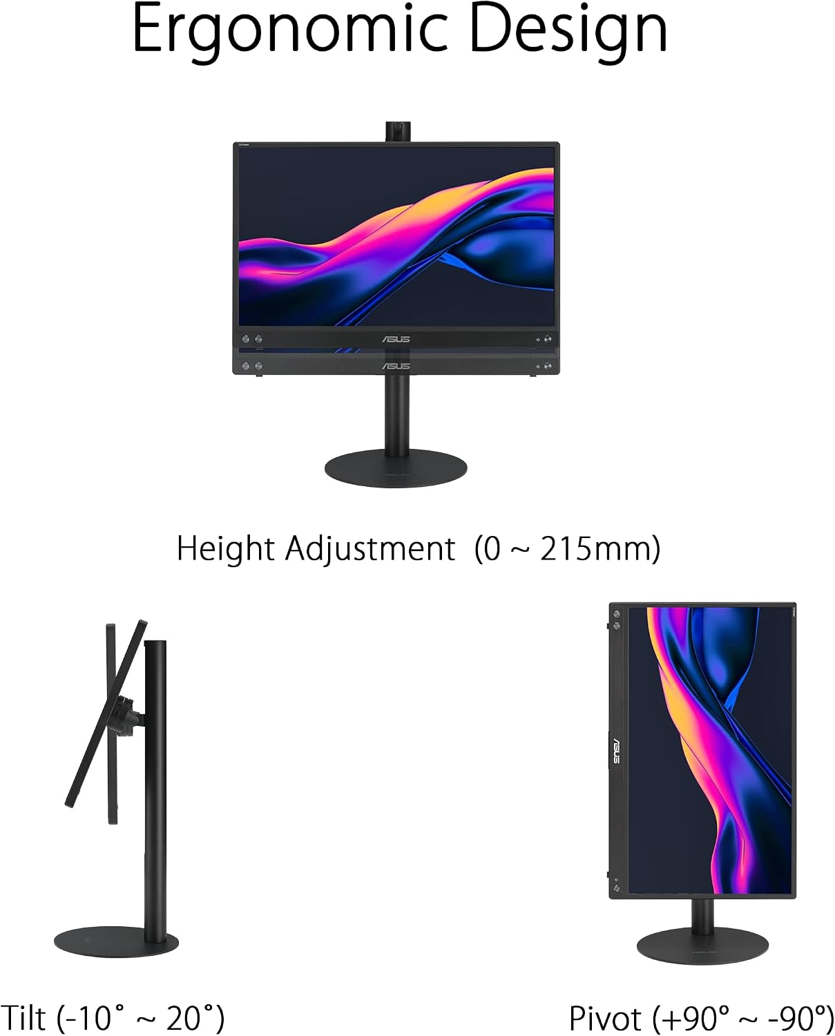 ASUS ZenScreen Stand MTS02D - Ergonomic Stand for Portable Monitors, Tilt, Pivot, Height adjustments, 1/4' Tripod Socket Compatible, Work from Home Setup, Home Office
