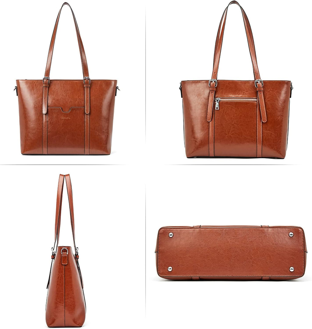 BOSTANTEN Leather Laptop Bag Work Tote for Women Shoulder Handbag Briefcase 15.6 inch Satchel Computer Bag