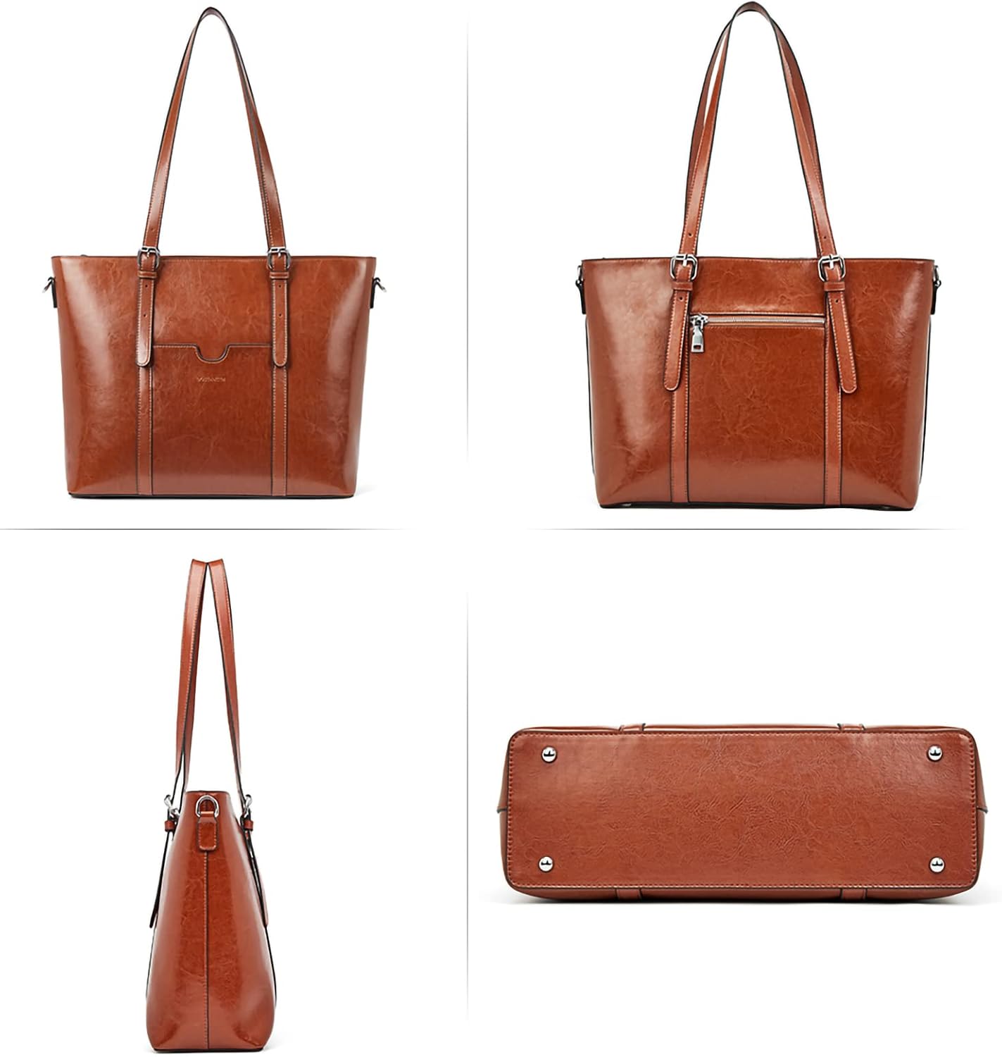 BOSTANTEN Leather Laptop Bag Work Tote for Women Shoulder Handbag Briefcase 15.6 inch Satchel Computer Bag