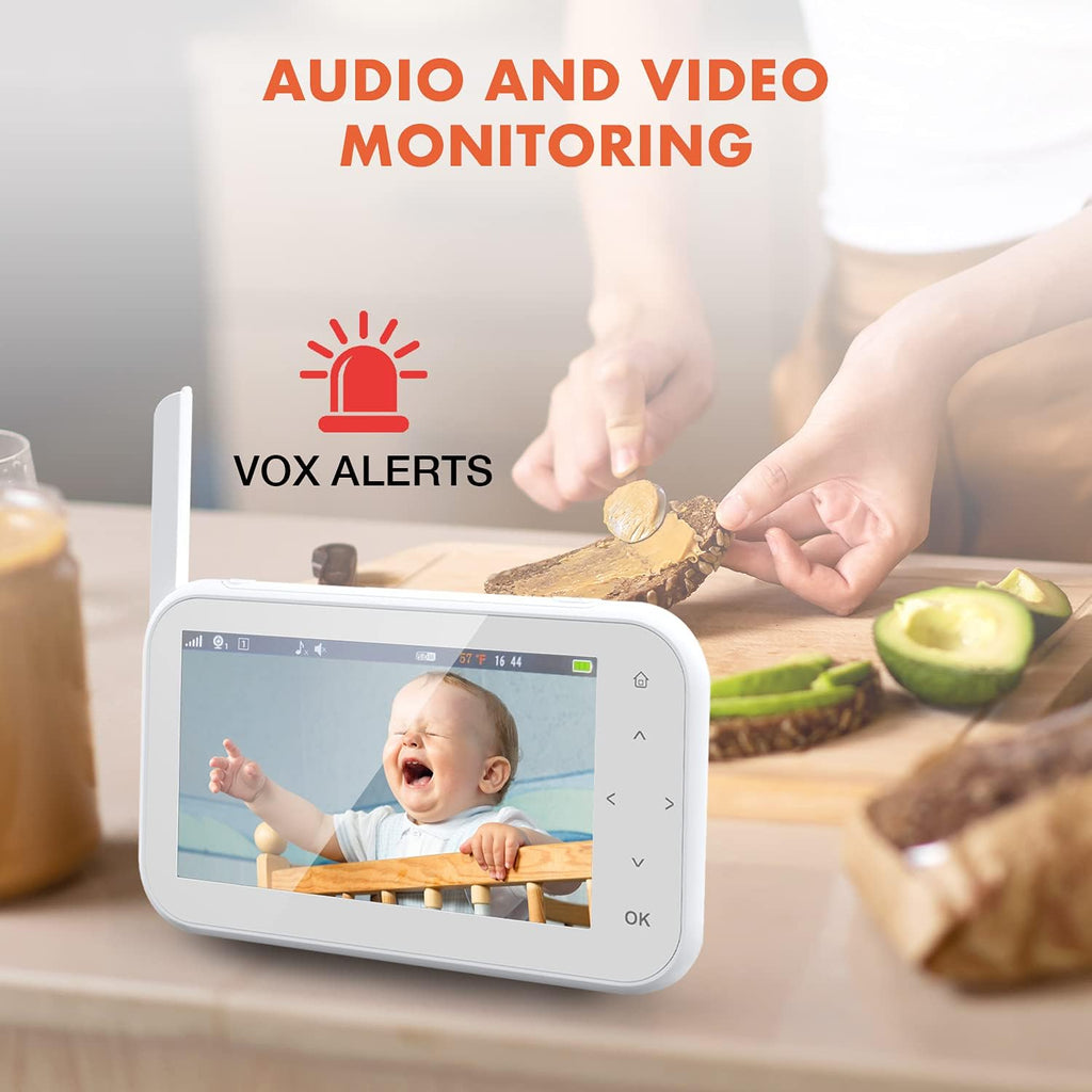 REXING BM1 Baby Monitor w/Recording Capabilities 4.5' IPS Display, 720p Video/Audio, Two-Way Talking, Microphone/Speaker, 1000ft Range, Night Vision,Thermal Monitor, Cry/Sound Detection,Lullaby Music
