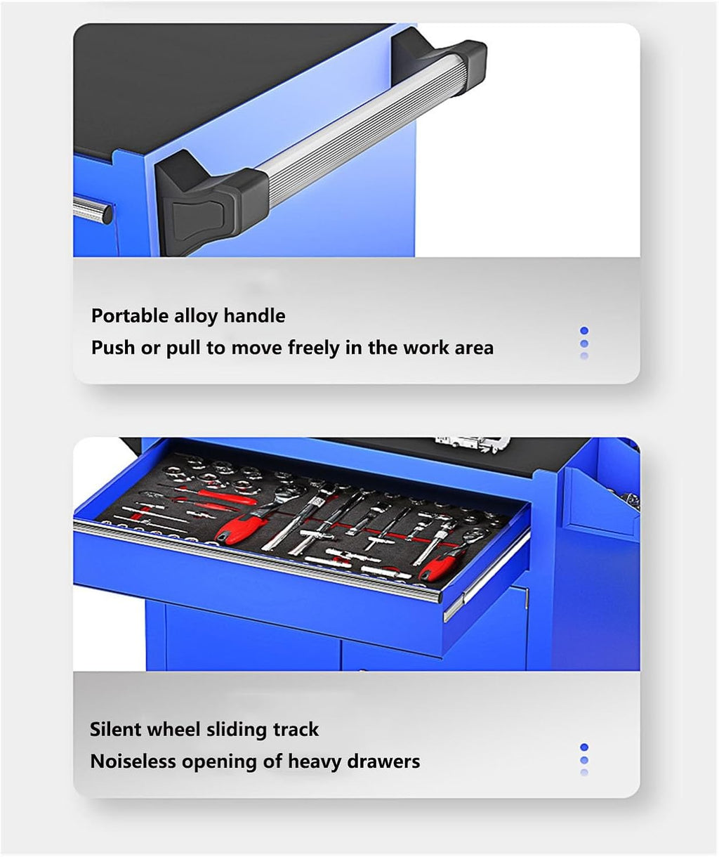 Toolbox Heavy-Duty Mobile Tool Cabinet - Industrial Steel Tool Cart with Wheels and 1 Drawers for Workshop and Repair Tool Box(Blue)
