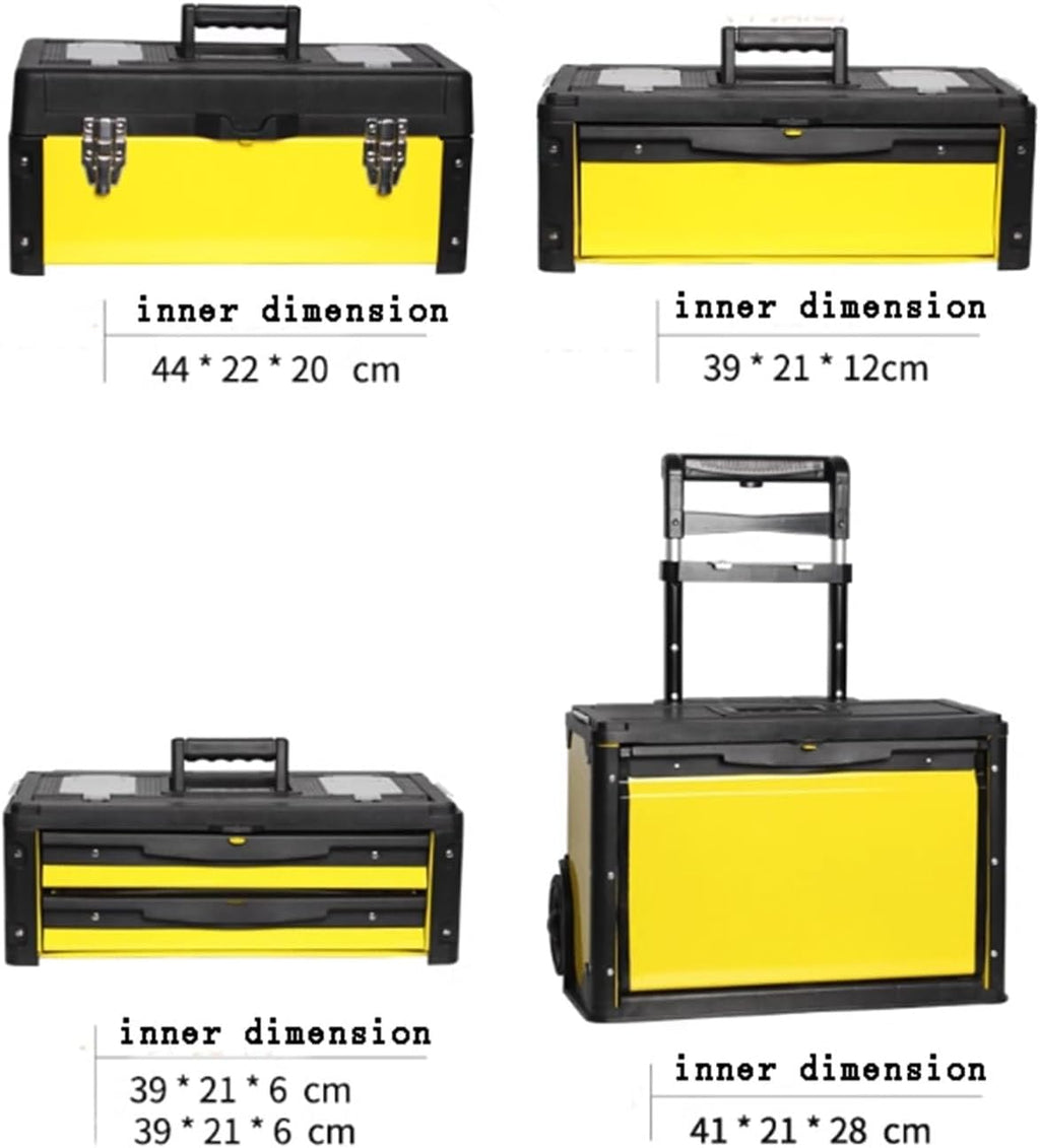 Tool Box Toolbox Four-Layer Combination Rolling Work Centre Toolbox with Pull Handle Detachable Toolbox Multifunctional 4 Level Workstation Tool Storage(Yellow)