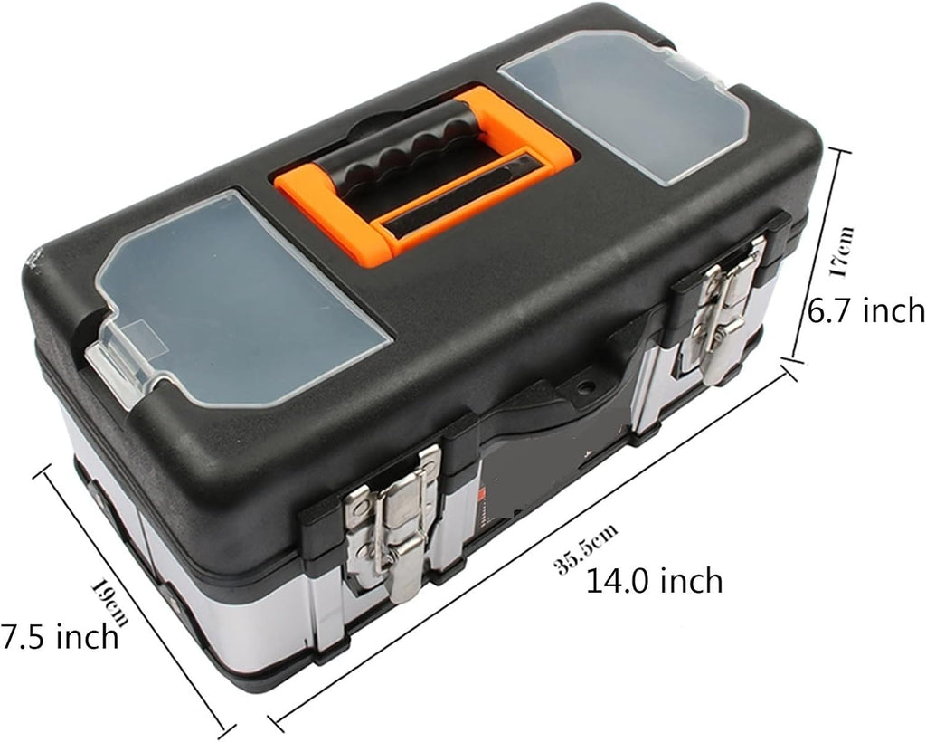 Portable Tool Box Plastic Large Stainless Steel Tool Box Home Repair Electrician Storage Box Work Tool Box Durable Storage Tool Box Small Parts Box