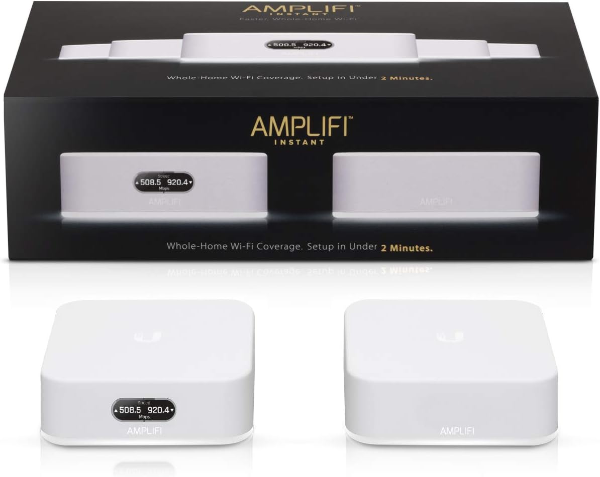 AmpliFi Instant Wifi System by Ubiquiti Labs, Seamless Whole Home Wireless Internet Coverage, Wifi Router & Mesh Point, 1 Gigabit Ethernet, 1 WAN Port, Ethernet Cable, Replaces Router & WiFi Extenders