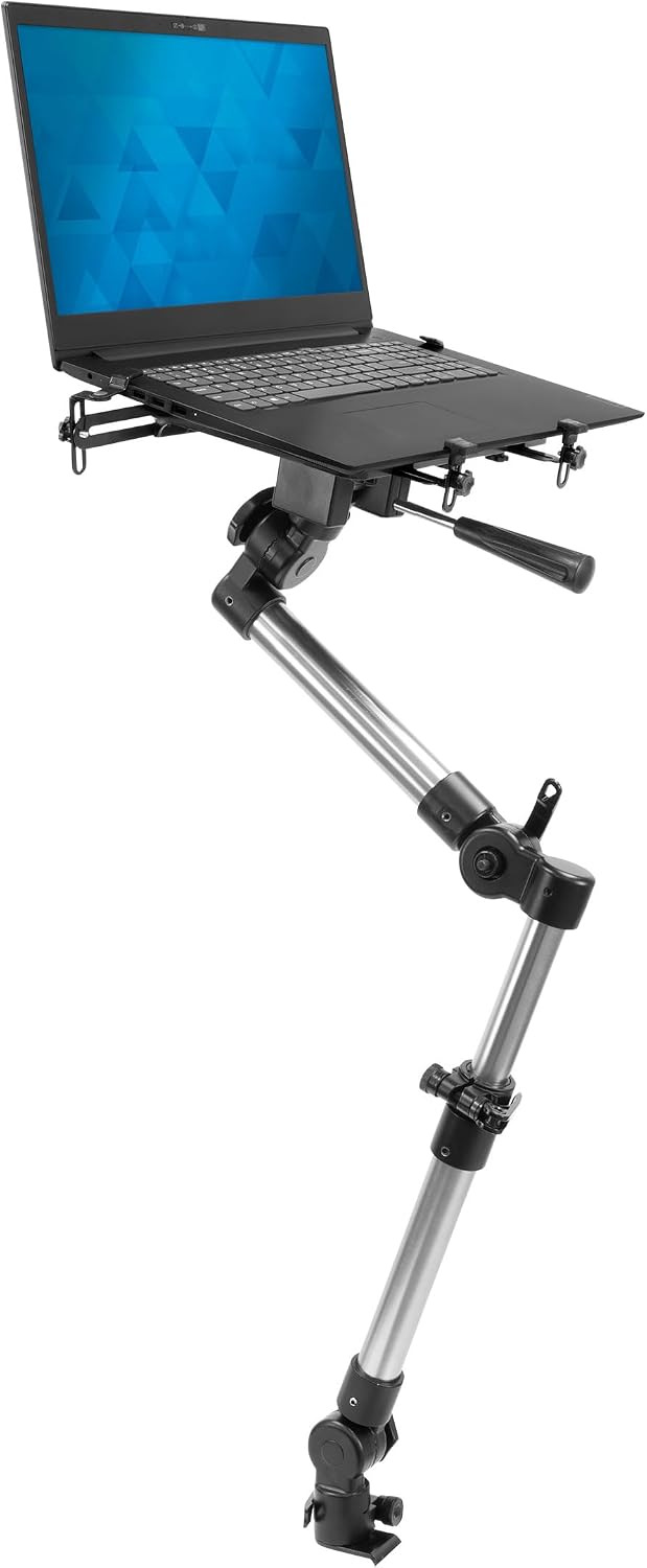 Mount-It! Car Laptop Mount, No-Drill Vehicle Laptop Stand for Vehicle & Truck, Full Motion Computer Holder for Cars Vans SUVs, Adjustable Height 14–22.25', Fits Notebooks Up to 17' with Cooling Tray