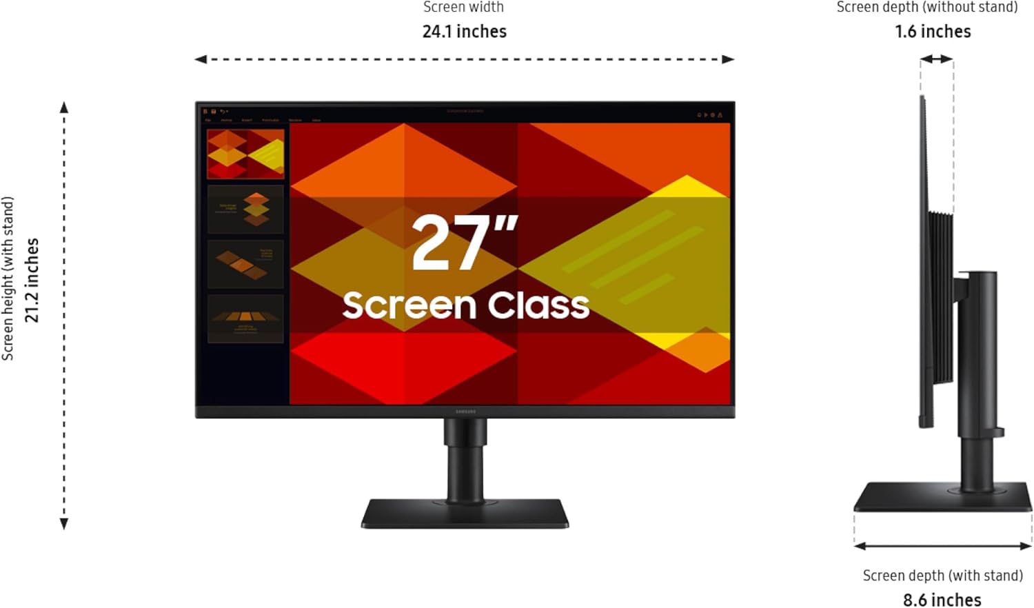 Samsung 27' (S40GD) Borderless Business Monitor with IPS Panel, 100Hz Refresh Rate, Eye Saver Mode, Ergonomic Design, Game Picture Mode, LS27D408GANXGO