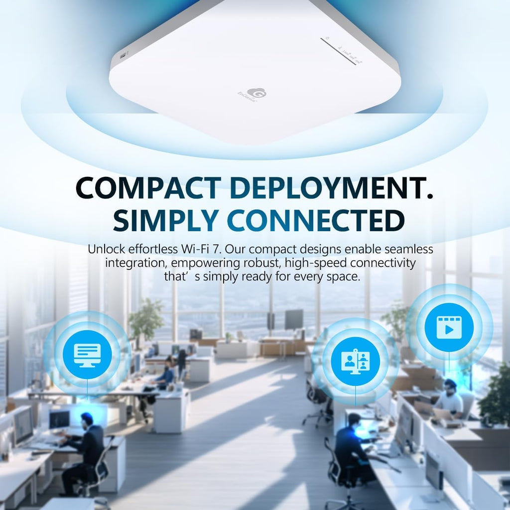 EnGenius ECW516L Wi-Fi 7 Cloud Lite Tri-Band Access Point - Cloud Managed 13.7Gbps Speed, 2x3x3 MIMO, 320MHz Channels, MLO Technology, 2.5GbE PoE+, 1200 Sq Ft Coverage - Power Adapter NOT Included