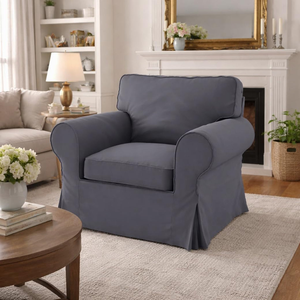 Heavy Duty UPPLAND (Not EKTORP) Sofa Cover Replacement Compatible with IKEA UPPLAND 3 Seat Sofa, Loveseat, Armchair, Sectional Corner, or Footstool Slipcover Only (Uppland Chair Dark Gray)