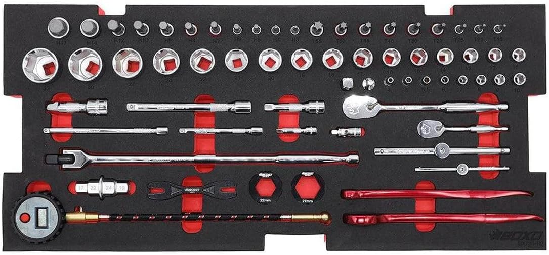 BOXO USA Heavy Duty 26' Toolbox 103 Piece MotoBox Locking Tool Set with 5 Drawers Carry Box (White)