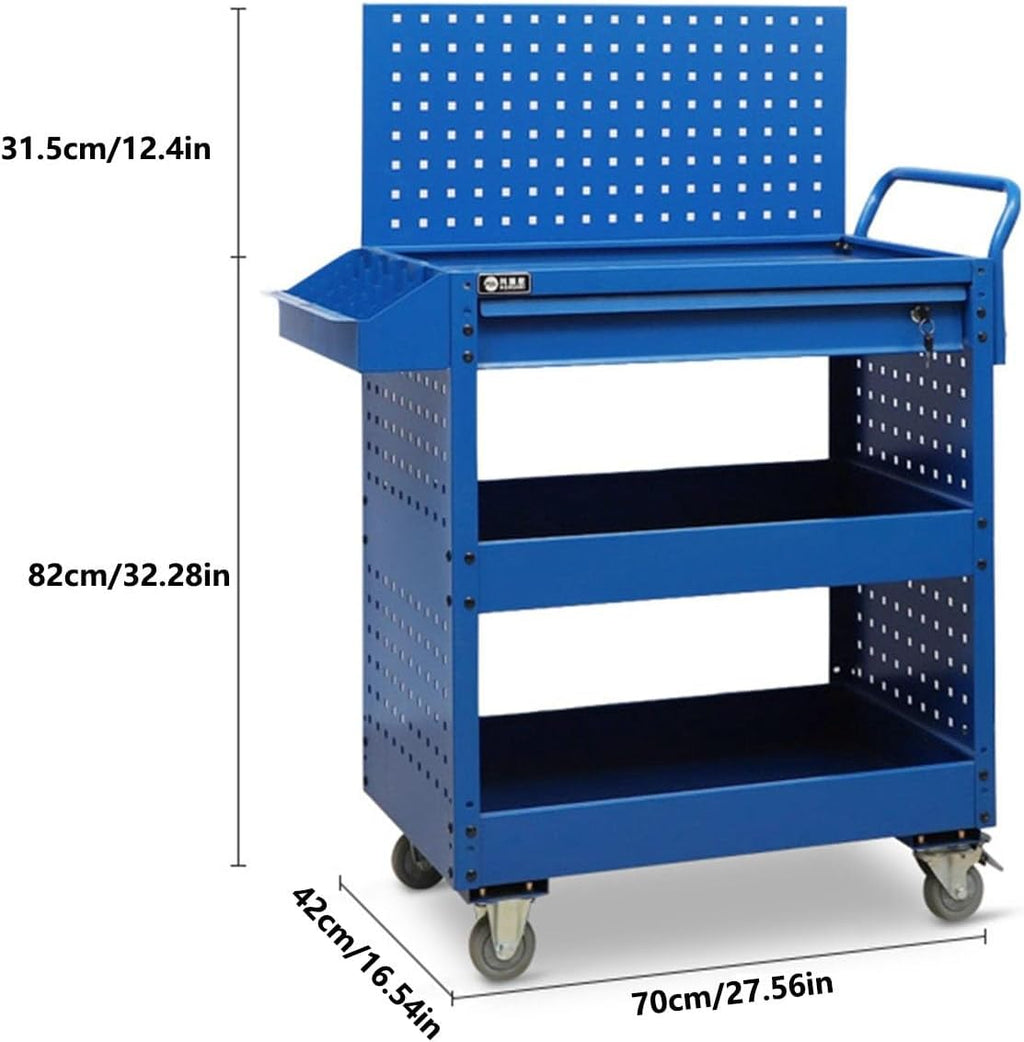 Tool Box Rolling Tool Cart with Drawer, Heavy Duty Storage Organizer Cabinet, Utility Industrial Service Cart with Casters and Locking System Workshop Garage Gift Ideas Tool Storage(Blue)