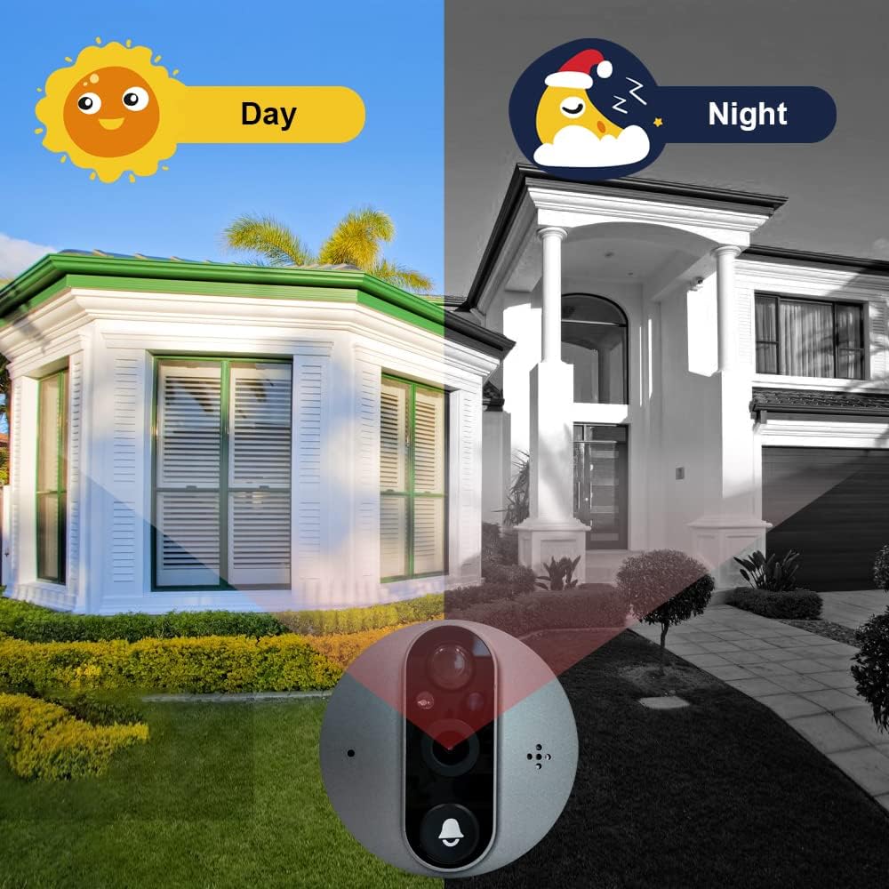 ANJIELO SMART Peephole Camera, 960P WiFi Video Doorbell Camera with Chime, Motion Detection, Night Vision, 2-Way Audio, Cloud Storage, 4.3 Inch LCD Screen Monitor, Upgrade Version
