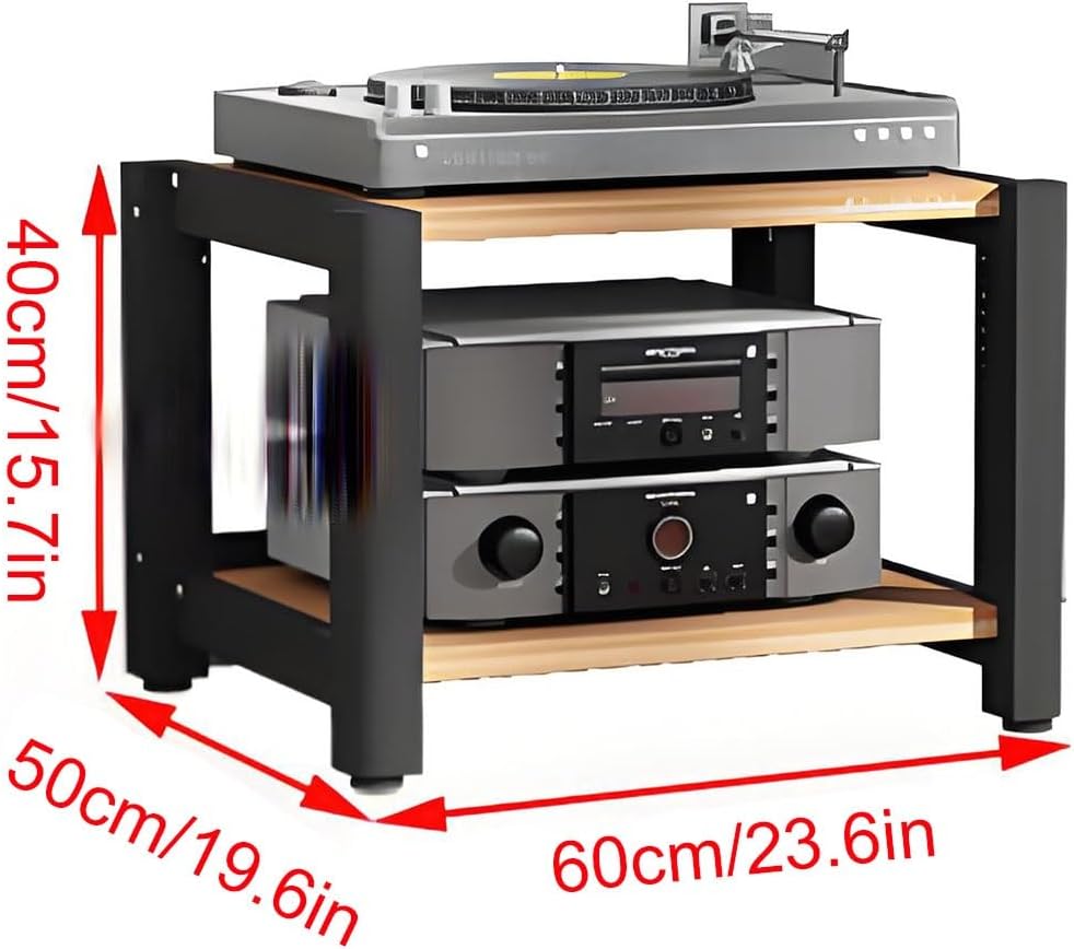 2/3/4/5 Tier Audio Cabinet Record Player Stand Audio Rack, AV Component Media Stand, Tower Player Stand, Home Stereo Rack System With Height-Adjustable Shelf, For DVD Players TV Box Game Console(Beige