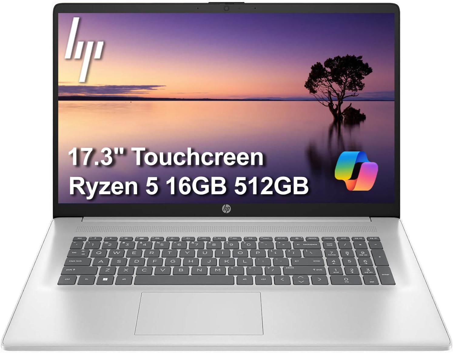 HP 17 Touchscreen Laptop (17.3' HD+, 16GB RAM, 512GB SSD, AMD Ryzen 5 7430U (> Intel i5-1334U)), Business & Student, Webcam, Long Battery Life, Fast Charge, Numeric Pad, Win 11 Home w/ Copilot, Silver