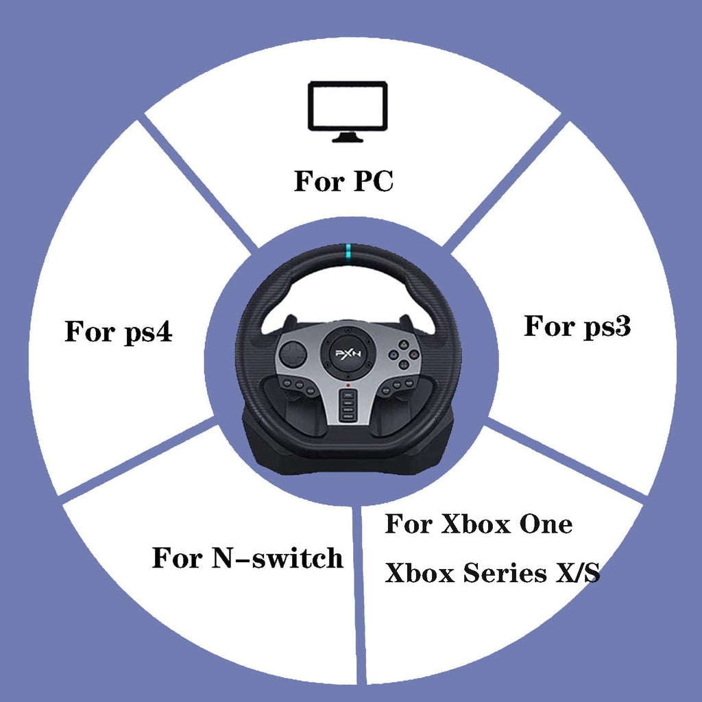 PXN V9 Gaming Racing Wheel pc Steering Wheel With Pedals and Shifter 270/900° Dual-Motor Feedback Driving gaming Racing Wheel for PC,PS4,PS3,Xbox One, Xbox Series X/S,N-Switch