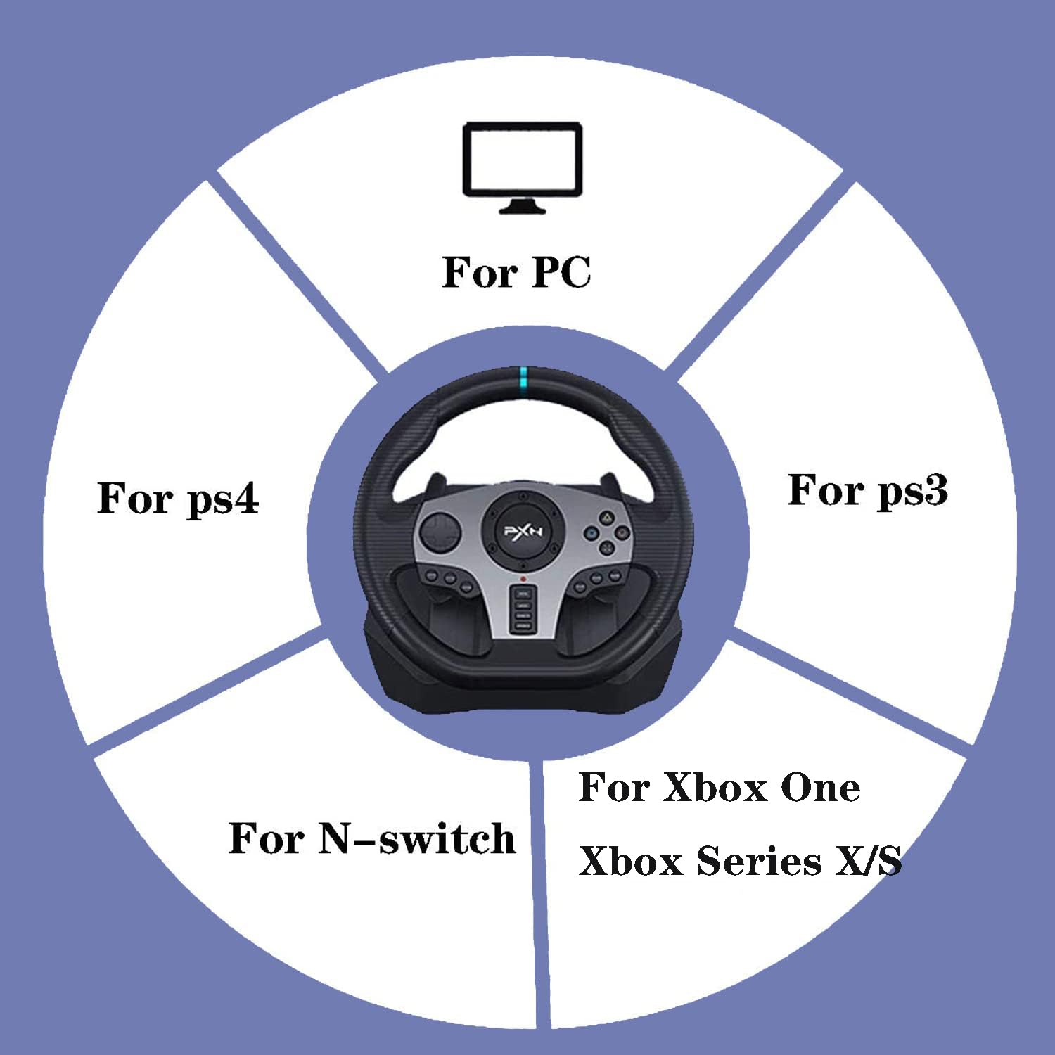 PXN V9 Gaming Racing Wheel pc Steering Wheel With Pedals and Shifter 270/900° Dual-Motor Feedback Driving gaming Racing Wheel for PC,PS4,PS3,Xbox One, Xbox Series X/S,N-Switch