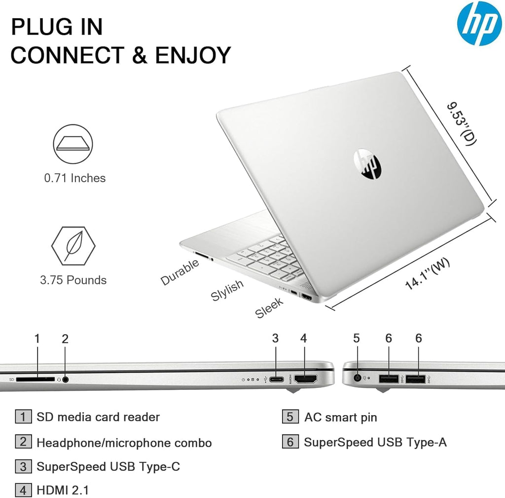 HP Flagship 15.6' HD Touchscreen Laptop Computer, 6-Core Intel i3 Processor, 64GB RAM, 2.5TB Storage (2TB SSD + 500GB Ext), Wi-Fi, Long Battery, HubxcelAccessory, Lifetime Office 2024, Win 11 Pro
