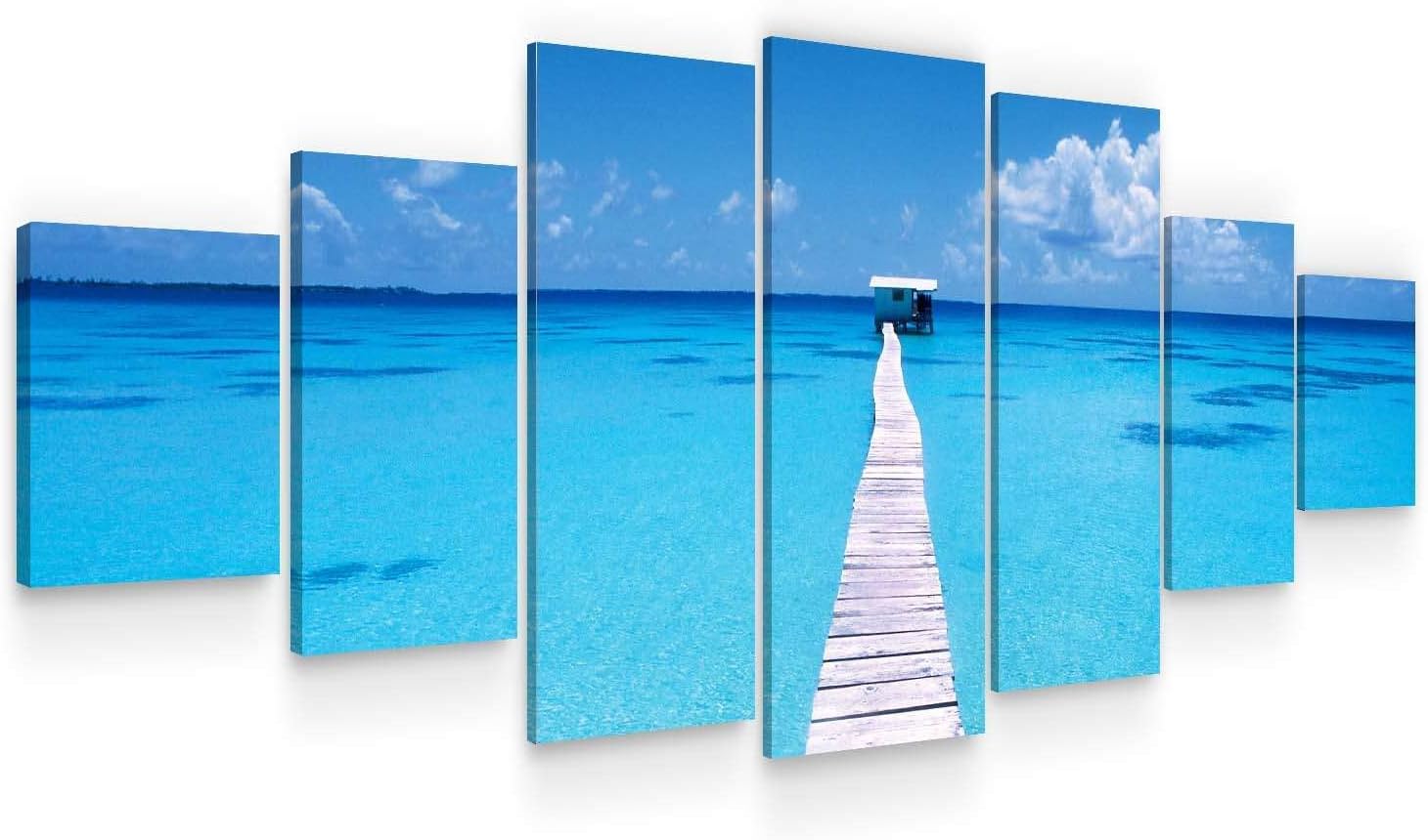Startonight Huge Canvas Wall Art Summer Bridge Beach III - Large Framed Set of 7 40' x 95'