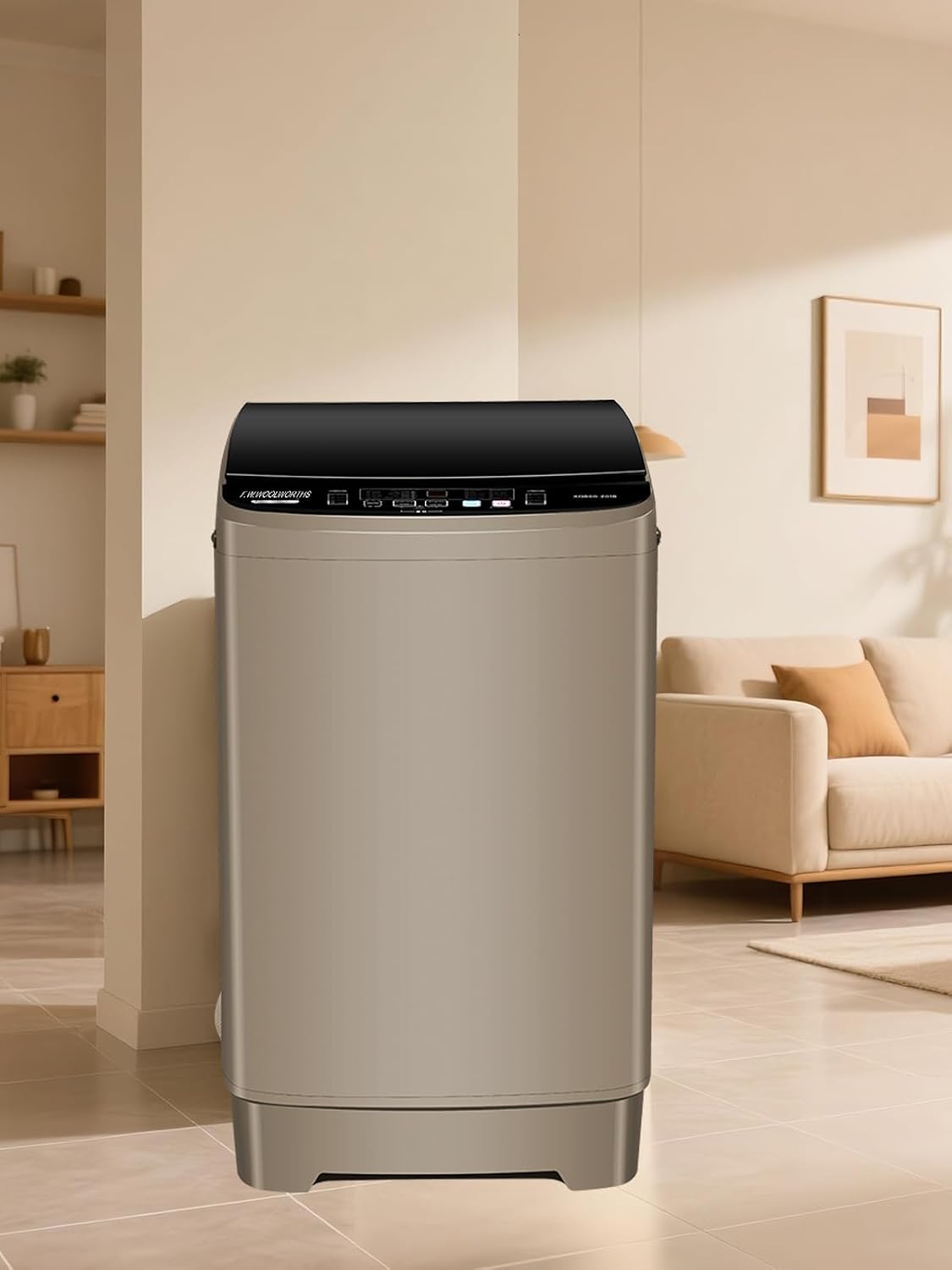 F.W.WOOLWORTHS 17.7 lbs Washing Machine with Drain Pump, Full Automatic Washer with 10 Wash Programs 8 Water Levels for Home, Apartment, RVs, Dorm, Glod