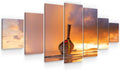 Startonight Large Canvas Wall Art Beach - A Boat at Sunset - Huge Framed Modern Set of 7 Panels 40' x 95'