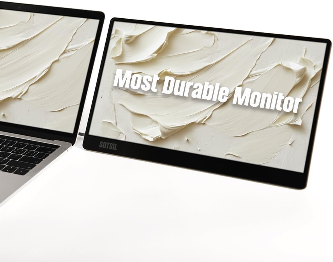 SOTSU FlipAction Go 14' Premium Portable Monitor | Full HD 1080p | 400 Nits | 100% sRGB | Robust yet Lightweight | Pivoting Landscape & Portrait Display | Tempered Glass Cover | USB-C & Mini HDMI | 5W
