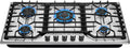 Hothit 5 Burner 36 inch Gas Cooktop, LPG/NG Dual Fuel Built-in Electronic Ignition Propane Stove Top with Pressure Regulator, Stainless Steel Gas Hob for Kitchen, Apartment, Outdoor(AHT36IN10S-SD)