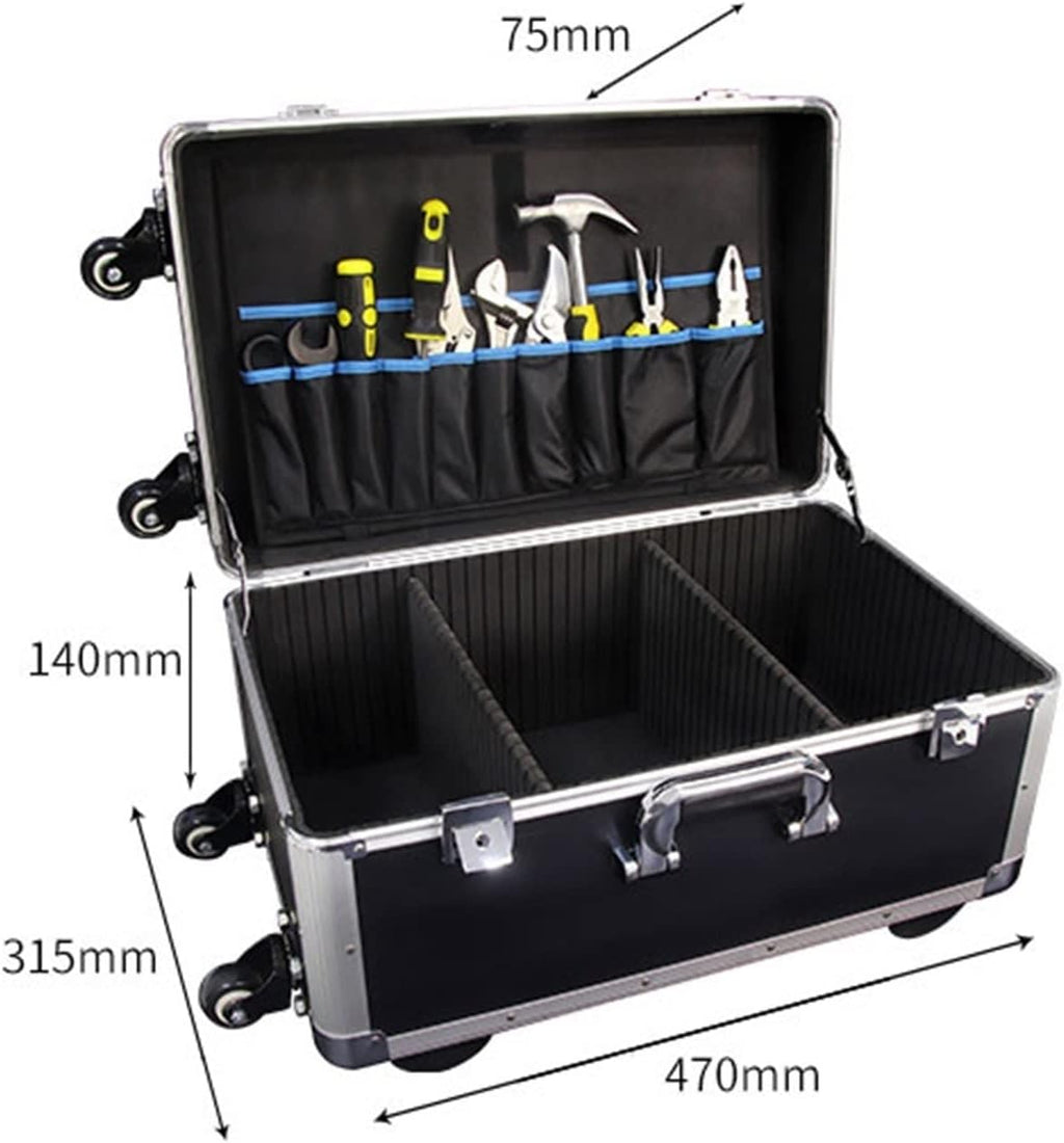 Portable Tool Box Portable Storage Tool Case Wheeled Carrying Case Equipment Storage Box with Telescoping Handle and Removable Shelves Small Parts Box (Size : CH)