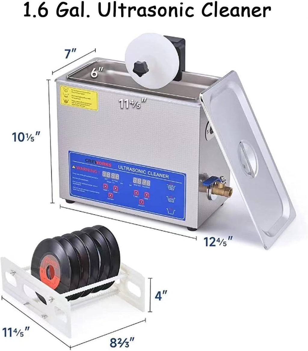 Phonograph Disc Ultrasound Washing Machine, 8 Records Vinyl Sonics Cleaner, 6L Ultrasonic Vinyl Records Cleaning Machine