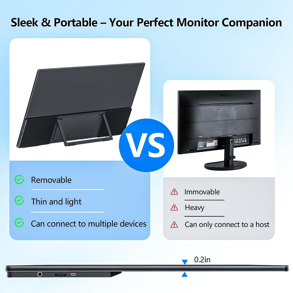 4K Large Portable Monitor 24' Travel Monitor UHD 3840*2160 120% sRGB External Second Screen for MacBook Laptop Desktop Mini PC W/Stand VESA HDMI USB-C Gaming Display for PS5/Xbox Devices(O2401) (4K)