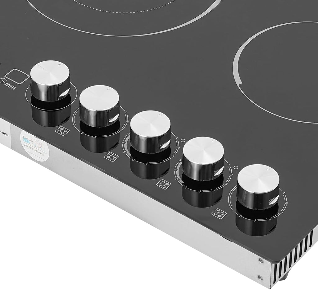 Electric Cooktop 24 Inch, 3400W Drop-in 4 Burner Electric Stovetop in Black with 5 Power Levels, 0-99 Minute Timer, Child Safety Lock, 110V - 23.62x20.08x3.94in(No Plug)