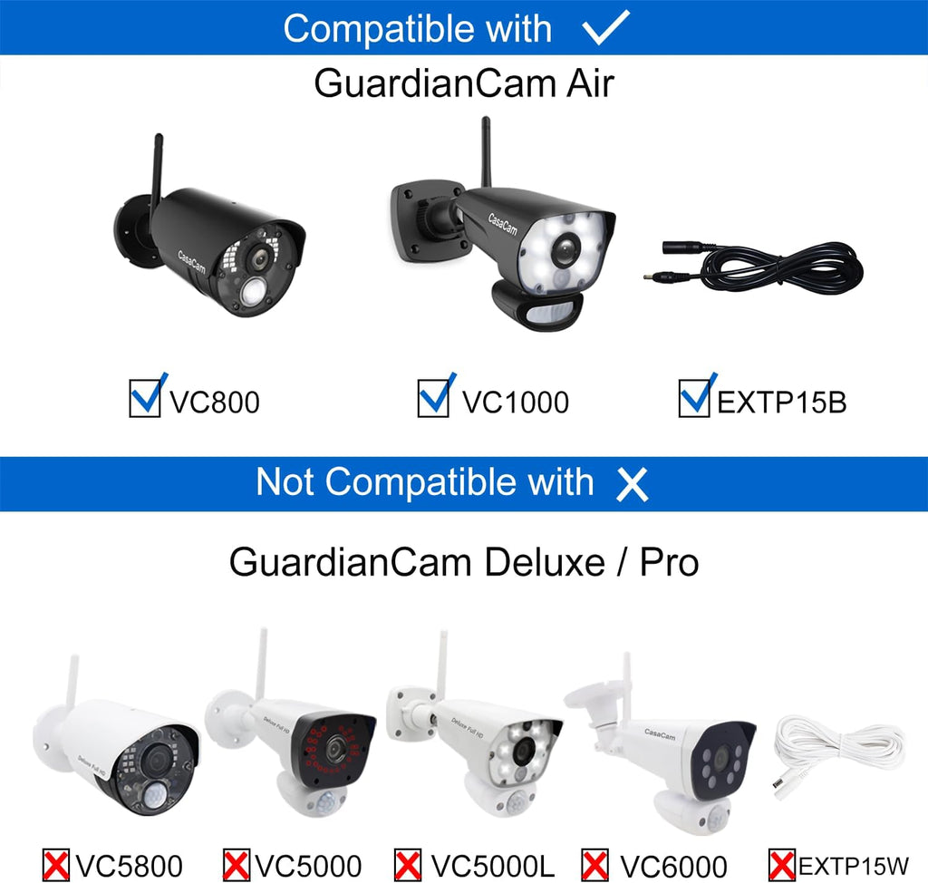 CasaCam GuardianCam Air | 7' Touchscreen Monitor with 2 Spotlight HD Cameras | Wireless Security Camera System, AC Powered, Two-Way Audio, Free APP, SD Card and Battery Installed, Model VS1002