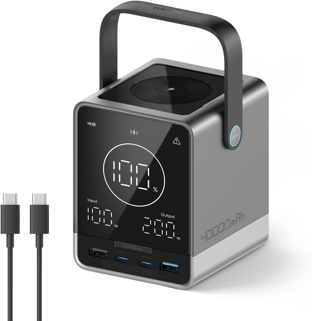 CUKTECH 30 140W Power Bank Station 40,000mAh(4S1P), 144Wh Portable Power Station for Travel/Outdoor Camping, Multi-Port for 5 Devices, Fast Charging for Laptop, iPhone, Camera, Drone, and More