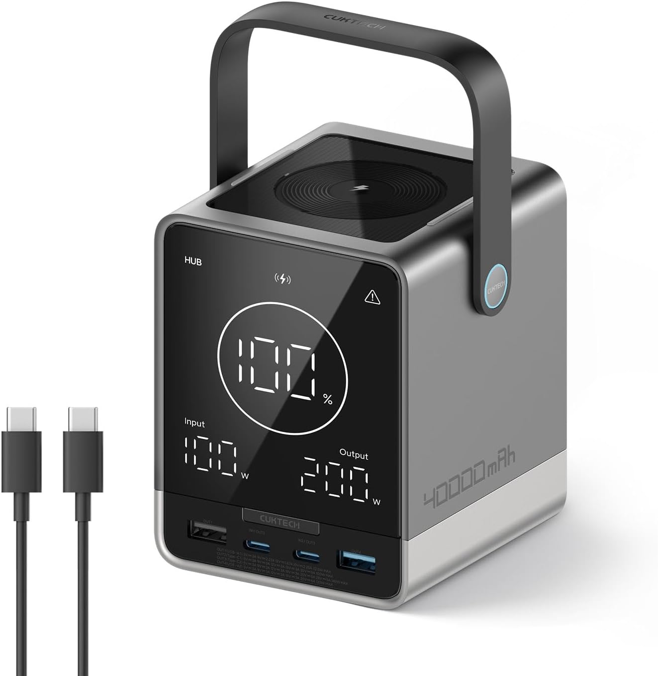 CUKTECH 30 140W Power Bank Station 40,000mAh(4S1P), 144Wh Portable Power Station for Travel/Outdoor Camping, Multi-Port for 5 Devices, Fast Charging for Laptop, iPhone, Camera, Drone, and More