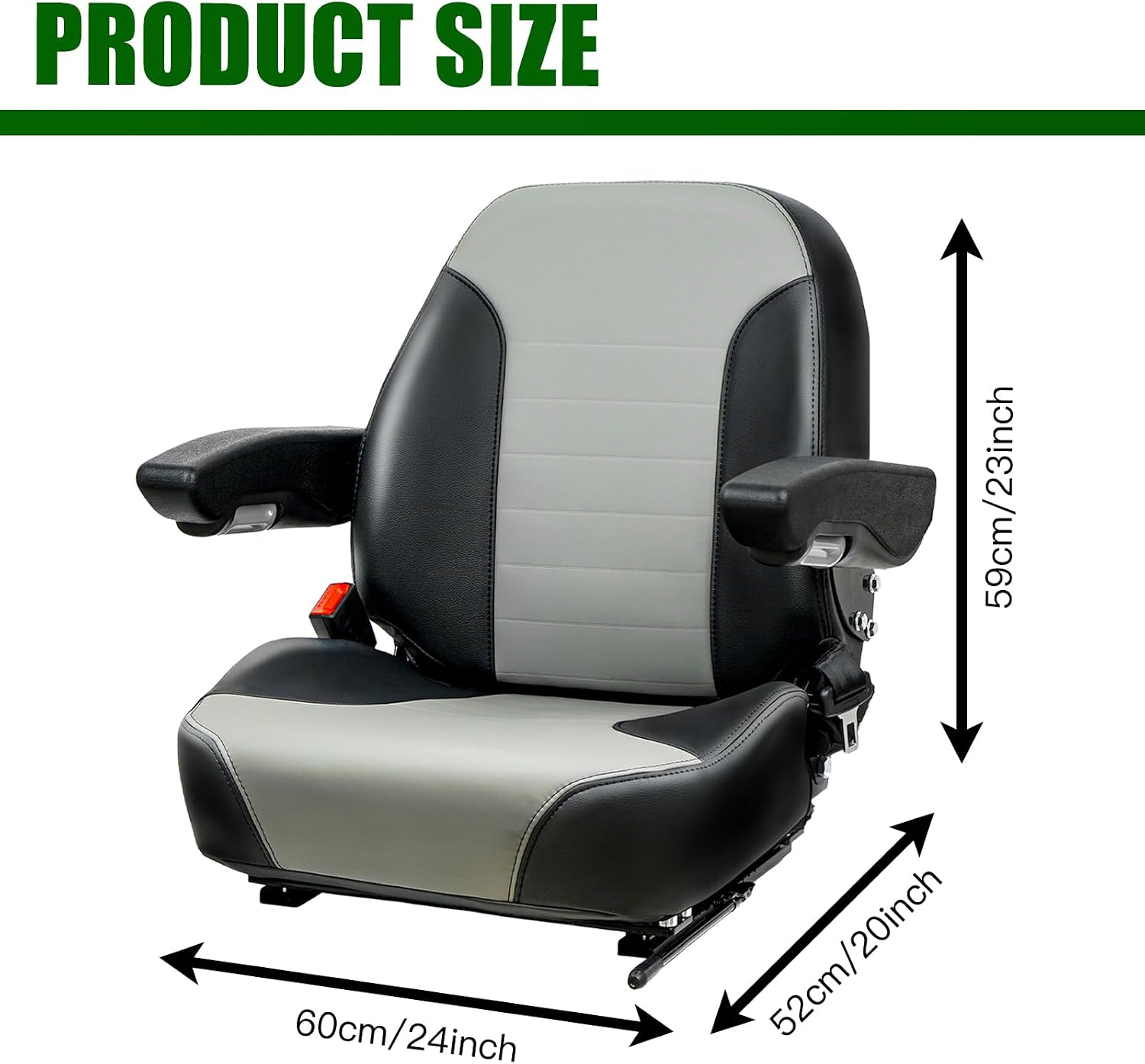 Gray Zero Turn Mower Seat-Adjustable Backrest,Comfort Lawn Mower Seat Fits Gravely,Exmark,Bad Boy,Kubota,Toro,John Deere