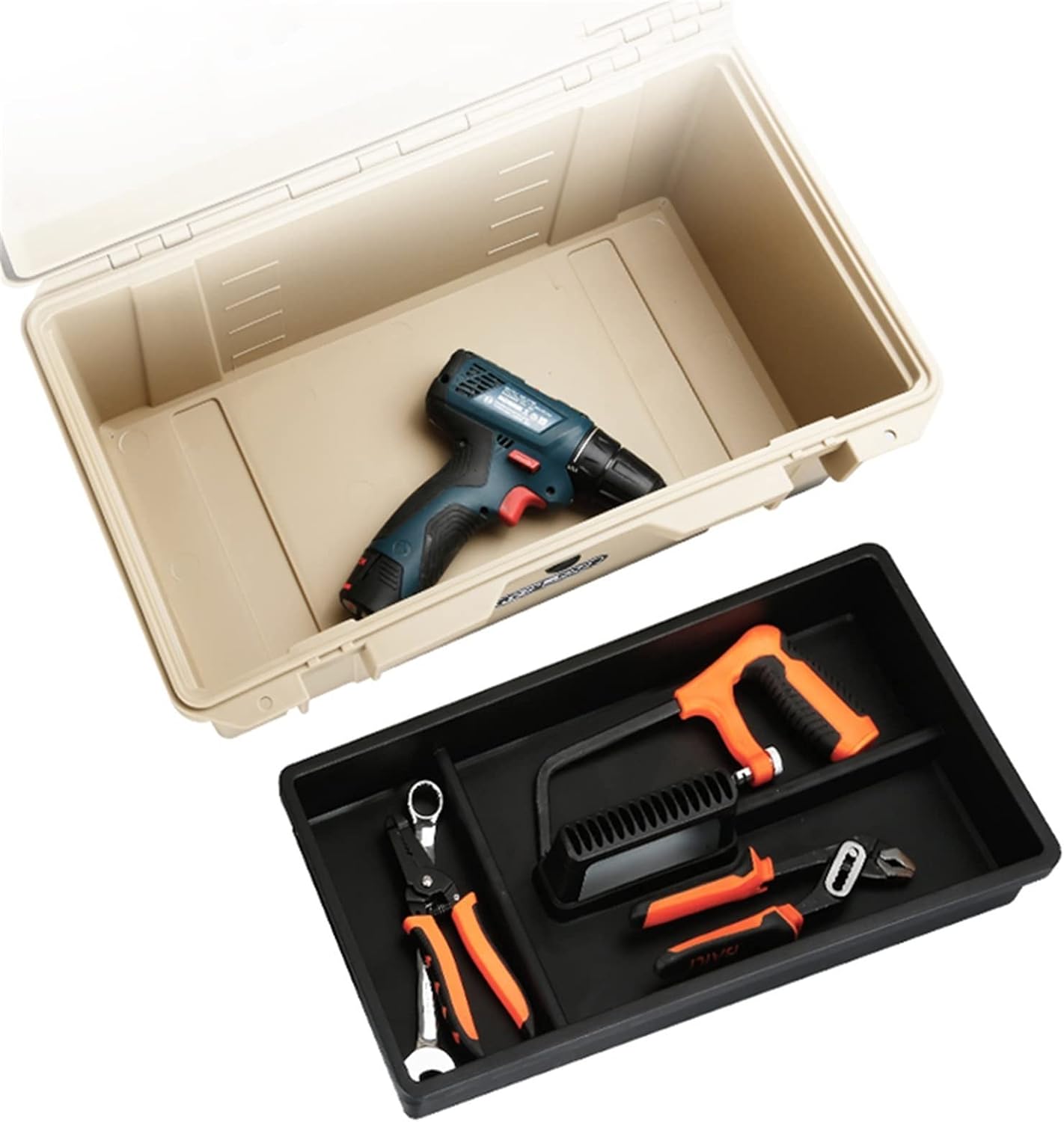 Portable Tool Box Tool Box with Removable Tool Tray Portable Tool Box Organizer Hardware Electrician Storage Box Auto Repair Tool Box Small Parts Box (Size : 395x215x175mm)